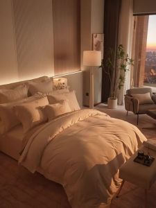KANGERXIN | Bộ Chăn Drap Gối Cao Cấp Cotton Ai Cập 6 Miếng