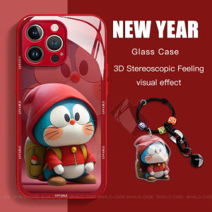 [Hot!] Ốp lưng cho iPhone 16 Pro Max 16Plus Ốp lưng kính bảo vệ có móc khóa màu đỏ Dora Dễ Thương 2025