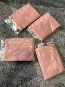 In Stock 3CE 3CE Silver Pink Lanyard Card Holder Card Holder Coin Purse Document Package Lightweight Portable 12 * 9cm