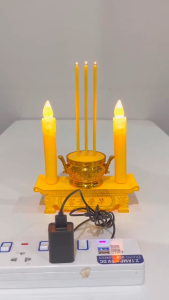 สีเหลือง กระถางธูปไฟฟ้า เชิงเทียนไฟฟ้า การใช้ปลั๊กไฟและอินเทอร์เฟซ USB ความยาวสายไฟ 1.5 เมตร เทียน LED เทียนปลอม เทียนใส่ถ่าน เทียนไฟฟ้า เชิงเทียนไฟฟ้า