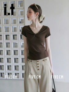 Slenderizing Twist V-Neck T-Shirt