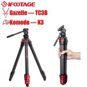 IFOOTAGE Gazelle TC3B+Komodo K3 Carbon Camera Tripod with Fluid HeadPortable Travel Tripodfor Professional Photography Content Creation Vlogging and Video Production