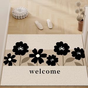 พื้นต้อนรับบ้านกันลื่นกันดินกันน้ำหนักเบาพื้นยาง PVC พื้นรูปต้นไม้และดอกไม้สำหรับประตูทางเข้าบ้านที่เรียบง่ายและทันสมัย