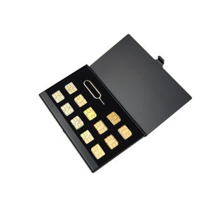 อลูมิเนียมอัลลอยด์โทรศัพท์ซิมการ์ดจัดเก็บกล่อง 24 ชิ้น Nano ซิมการ์ดผู้ถือกรณีอเนกประสงค์ดิจิตอลอุปกรณ์เสริม