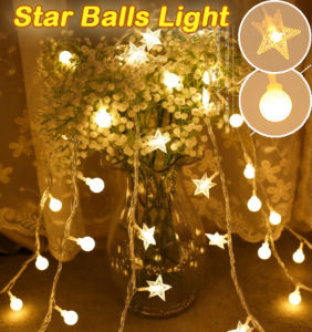 10M Led Light Matte Ball&Star Light Outdoor Camping Light Fairy String Lights Garland Waterproof Lamp Christmas Decoration