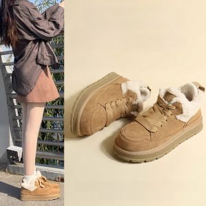 Winter Womens Snow Boots Casual Style Cotton Shoe with Thick Bottom and Fleece Lining Anti-Slip Warm Footwear Ideal for Youth