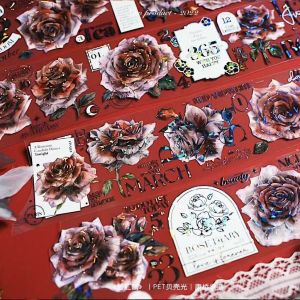 No-Tail-Cat Guka Flowery Background Paper Tape Traditional Chinese Style 6cm Width for Journaling And Business Supplies