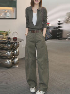 Shalldoer | Autumn False Two-Piece Contrast Long Sleeve Knitwear and Wide Leg Pants Set