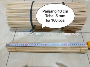 Tusuk sate 40 cm tebal bulat 5 mm runcing serbaguna isi 100 pcs