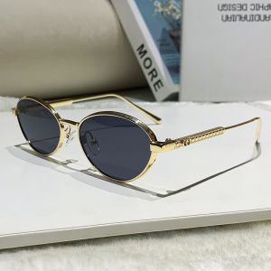 2025 New Fashion Metal Sunglasses INS Versatile Elegant Simple Style Light Luxury Round Frame Womens Sunglasses