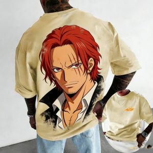 Bandai | "One Piece" Japanese Anime Mens Printed T-shirts Millennium Summer Leisure with Short Sleeves Leisure Boy Childrens T-shirt