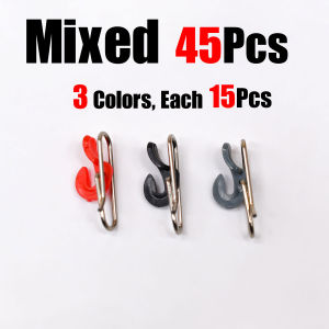 Topranc 45Pcs Plastics Hook Bait Clips+ Steel Quick Pins Connector Sea Fishing Bait Clip Impact Hook Angle Fishing Accessories