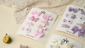 8 Cái/bộ Nơ Thời Trang Mini Barrette Kẹp Tóc Cho Bé Gái Hoa Tươi Phụ Kiện Tóc Bộ Quà Tặng Polyester Barrettes Cho Trẻ Em