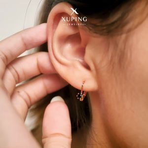 Xuping Anting Klip Desy Emas Mata Hitam Aksesoris Wanita