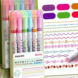 【Homior】1/6PCS Roller Tip Curved Pen Heart-shaped Star Shaped Marker Pen Graffiti Pen School Office Supplies