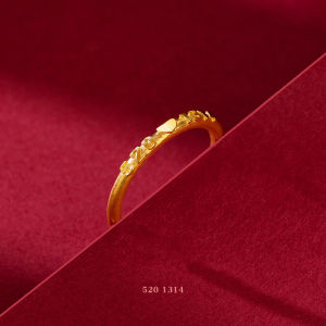 Nhẫn vàng thật 18k chính hãng phun cát 520 nhẫn trơn nhẫn nam và nữ cặp đôi phong cách trang sức đính hôn