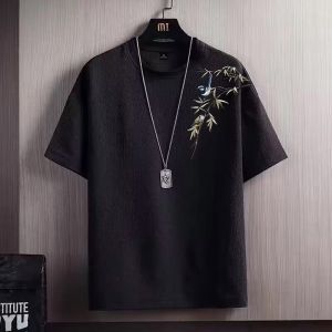 เสื้อยืดแขนสั้นหลวมๆ สำหรับผู้ชายไซส์ใหญ่ ทรงหลวม ทรงครึ่งตัว เสื้อผ้าแฟชั่นฤดูร้อน พิมพ์ลายดอกไม้ โพลีเอสเตอร์ ป้องกันแบคทีเรีย
