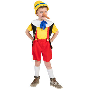 Kids Toy Store Pinocchio Costume for Kids Boys Disneys Funny Pinocchio Cosplay Costumes Child Clothes Free Nose Halloween Uniform for Kid