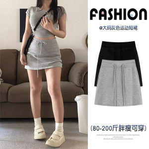 Váy Ngắn Thể Thao Màu Xám Cạp Cao Cho Nữ Mùa Hè Váy Ngắn Chữ a Bó Sát Váy Ngắn Thể Thao Cỡ Lớn Váy Ngắn Màu Trơn