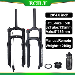 ECILY 20*4.0 Snow Bike Fat Front Fork Magnesium Alloy Hook MTB Fork 135mm Travel Suspension Air Fork For E-bike Mountain Bike