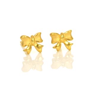 Chow Sang Sang 周生生 999.9 24K Pure Gold Gold Ribbon Earrings 68719E