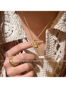 TiTi Weixue Ancient Method Sand Gold Gourd Necklace New Chinese Style Diamond Embedded Sweater Chain Luxury Clavicle Chain