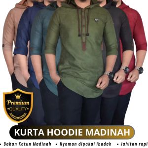 Ramadhan Sale Baju Muslim Kurta Hoodie Madinah kualitas premium lengan 3/4