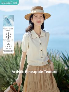INMAN | Áo Knit Tay Ngắn Peter Pan Collar Dáng Regular Fit Thoải Mái