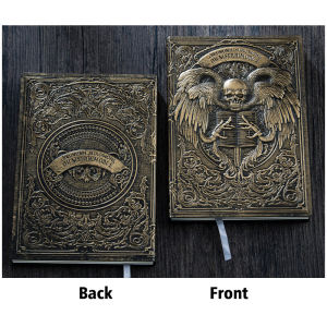A5 NotebookUndead Embossed Retro Hardcover Leather Cover100 Sheets/BookHorizontal Line Inside Office Learning Diary