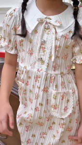 MARVES Olivia Korean Dress Baju Anak Perempuan Bahan Crinkle Motif Bunga Usia 1 Hingga 14 Tahun