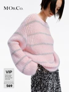 MO&Co. | Lanugo Wool Flashy Relaxed Semi-see-through Knit Sweater