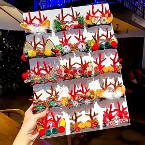 Ikat Jepit Rambut Natal Tanduk Rusa & Merry Christmas Hair Clip