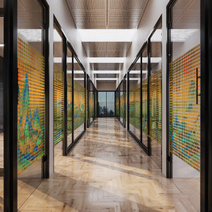 Artistic Glass Film Decorative Chinese Landscape Painting Office Film Sticker Semi-Transparent Static Cling Window Decal