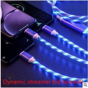 ReadyStock 3 IN 1 Glowing Cable Mobile Phone Charging Cables LED Light Micro USB Type C Charger