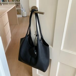 Korean Style Large Capacity Single Shoulder Tote Bag Fashionable Commuting Class Handbag Soft PU Leather Casual Purse