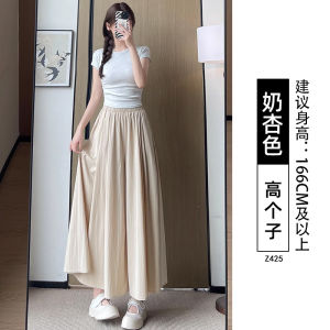 กระโปรงทรงเอเอวกลาง ผ้าไหมน้ำแข็ง ทรงหลวม ฤดูร้อน 2025 กระโปรงสั้นทรงเอเอวสูง ทรงเอ กระโปรงสั้น ทรงเอ กระโปรงสั้น