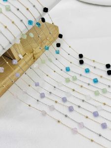 สร้อยคอ ต่างหู สร้อยข้อมือ เครื่องประดับแฟชั่น DIY โซ่คริสตัลเลี่ยมเล็ก ลูกปัดทองแดง ลูกปัดสี่แผ่นดินฝรั่งเศส