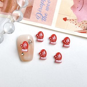 30PCS Cartoon Creative Snowflake Gloves Elk Nail Charms Translucent Santa Claus Christmas Series Resin Nail Art Decoration DIY