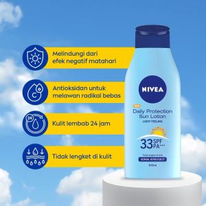 Handbody Pemutih Nivea Body Lotion Daily Protection Sun SPF 33 PA+++ 100ml Nivea Sun Block Spf 33 PA+++ BPOM