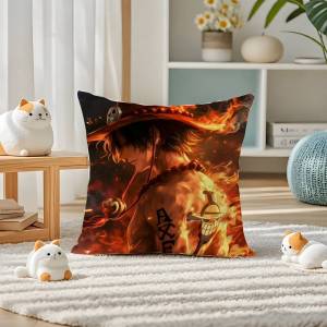 Bandai | One Piece Roronoa Zoro Anime Plush Pillow Cover Soft Short Plush Cushion Cover For Sofa Bedroom Home Decor Gift Decoration
