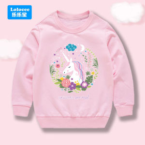 Áo Nỉ Dài Tay Hình Hoa Kỳ Lân Cho Bé Gái 3-14T Áo Thun Cotton Quần Áo Trẻ Em Cho Mùa Thu Thời Trang Mùa Xuân Quần Áo Thể Thao