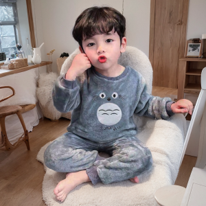 ชุดนอนเด็กผ้าฟลานเนลหนาสำหรับฤดูใบไม้ผลิ ฤดูใบไม้ร่วง และฤดูหนาว ชุดนอนผ้าขนแกะสำหรับเด็กผู้หญิง ชุดนอนแบบสวมหัว สไตล์ลำลอง คุณภาพระดับ B