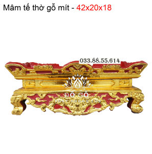 Mâm tế mâm bịch bệ đựng đài nước gỗ mít thờ gỗ mít dài 42 rộng 18 cao 20