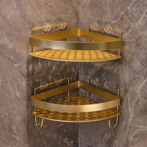 Bathroom Triangle Storage Rack Shower Room Toilet Washstand Wall Mounted No Drilling Required Iron Material Simple Design