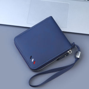 Mens Short Zipper Wallet Frosted Vintage Style Multi-Card Slot Leather Clutch Large Capacity Retro Mens Leather Wallet Card Holder