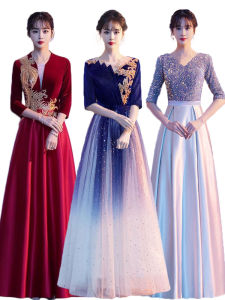 Choir Performance Costume Female Dress Red Song Competition Costume Red New Arrival Recitation Conductor Host Evening Dress