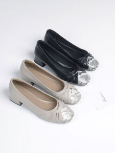 French Style Elegant Square Toe Mid Heel Shoes 40