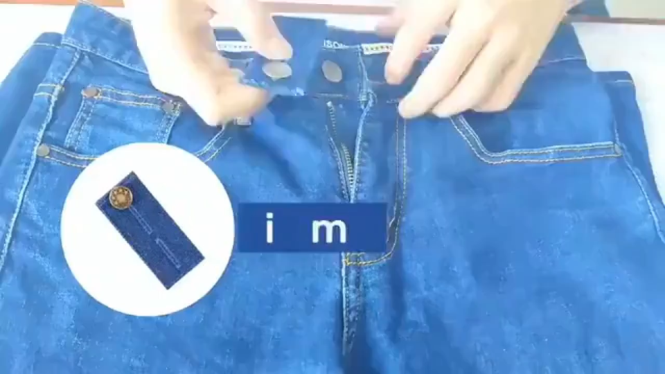 Jean Extenders Elastic Buttons Adjustable Clothes Fastener Trousers Pants Jeans Waist Belt Extension Snap Buckle
