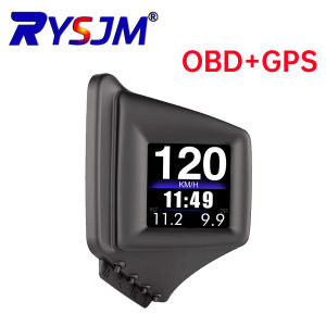 RYSJM | OBD2+GPS Multi-function HUD Gadget On-board Computer A-pillar Trim Install RPM Turbo Oil Pressure Water Temp GPS Speedometer