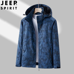 JEEP SPIRIT เสื้อแจ็กเก็ตผู้ชายแจ็คเก็ตเดินป่ากลางแจ้งใหม่กันน้ำแจ็คเก็ตน้ำหนักเบาแจ็คเก็ตมีฮู้ดบางใส่ได้ทั้งชายและหญิง